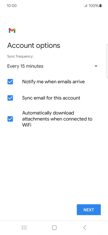 If this screen is displayed, you email account has been recognised and set up automatically. Follow the instructions on the screen to key in more information and finish setting up your phone.