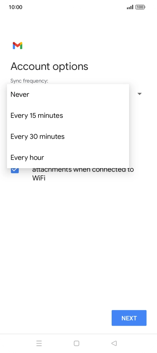 Press the required setting.