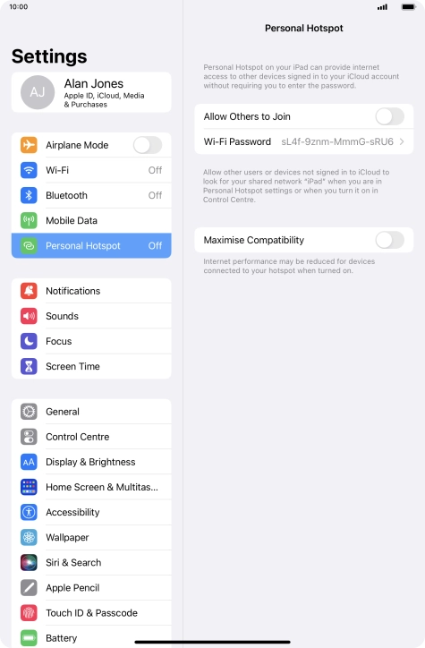 Press Wi-Fi Password and key in the required password.