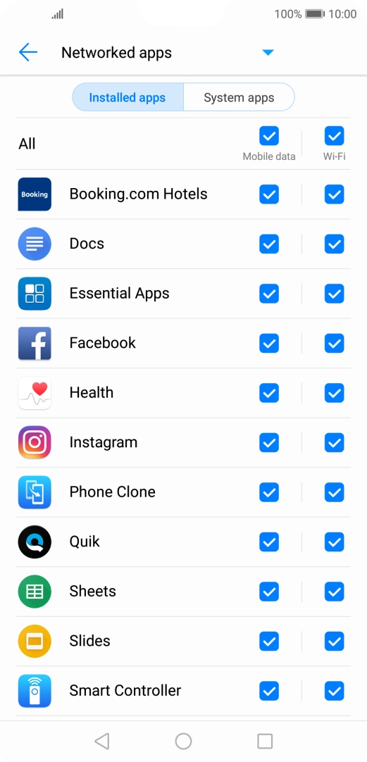 Press the field next to the application name in the 