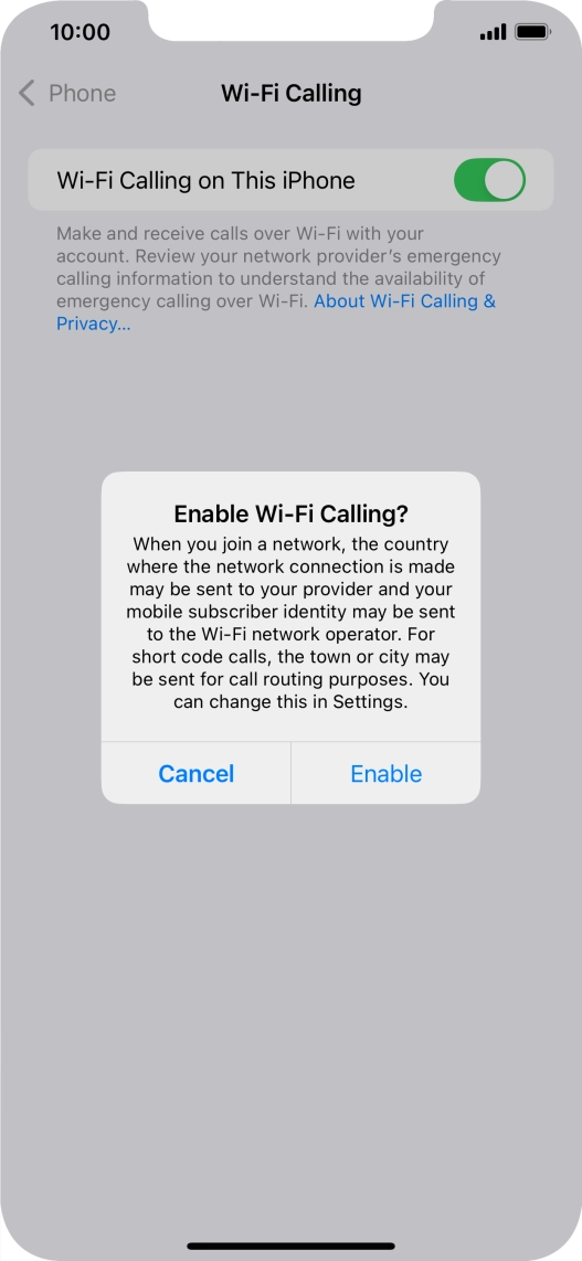 If you turn on the function, press Enable.