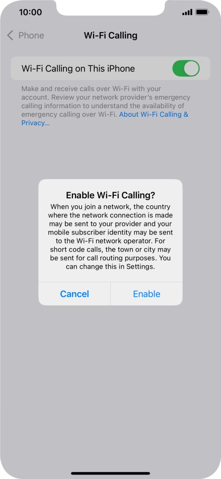 If you turn on the function, press Enable.
