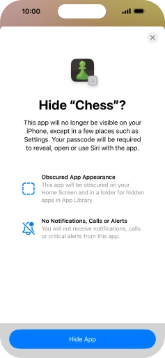 Press Hide App.