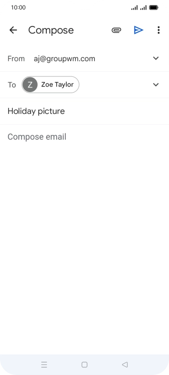 Press the text input field and write the text for your email.