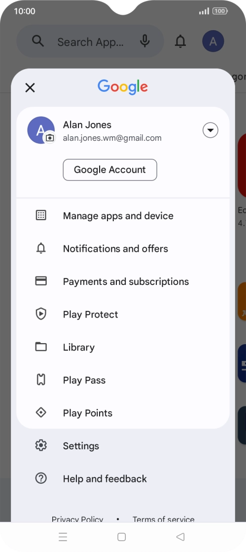 Press Manage apps and device.
