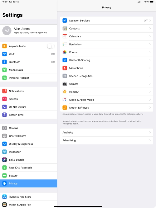 Press Location Services.