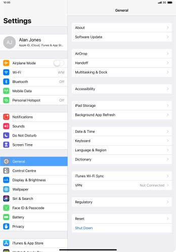 Press your Apple ID.