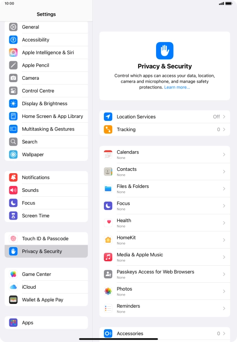 Press Location Services.