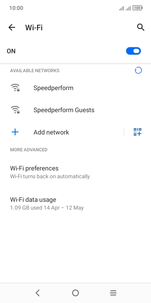 Press the required Wi-Fi network.