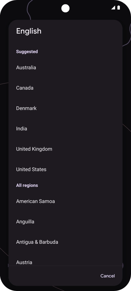 Press the required country or area.