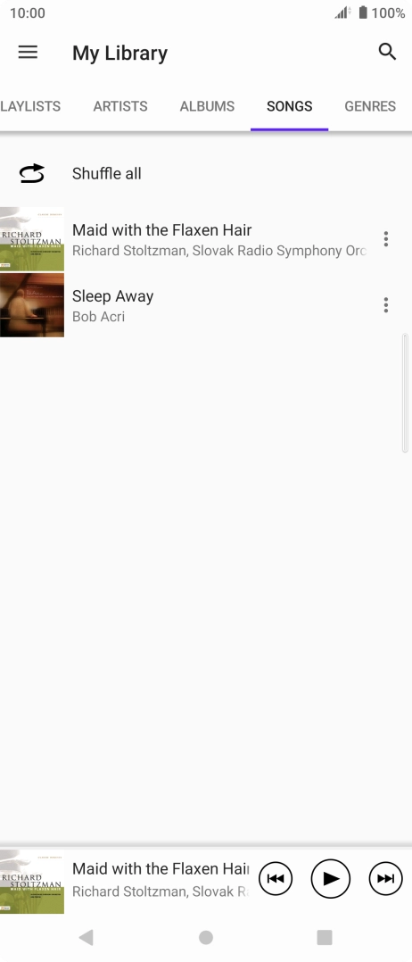 Press the required audio file.