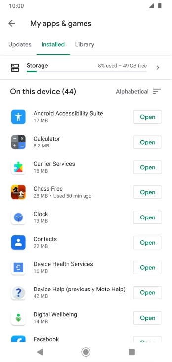 Press the required app.