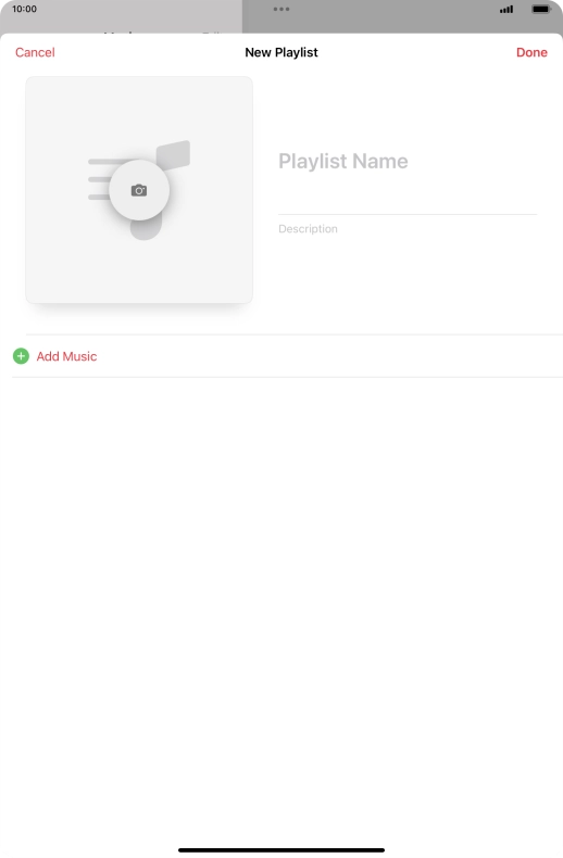 Press the text input field and key in a name for the playlist.