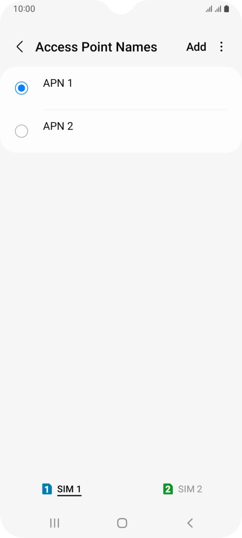 Press the field next to the data connection to activate it.