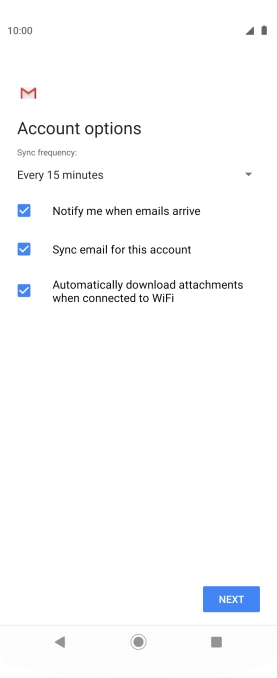 If this screen is displayed, you email account has been recognised and set up automatically. Follow the instructions on the screen to key in more information and finish setting up your phone.