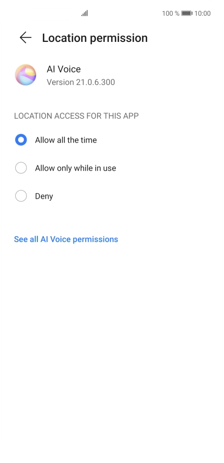 Press the required setting.