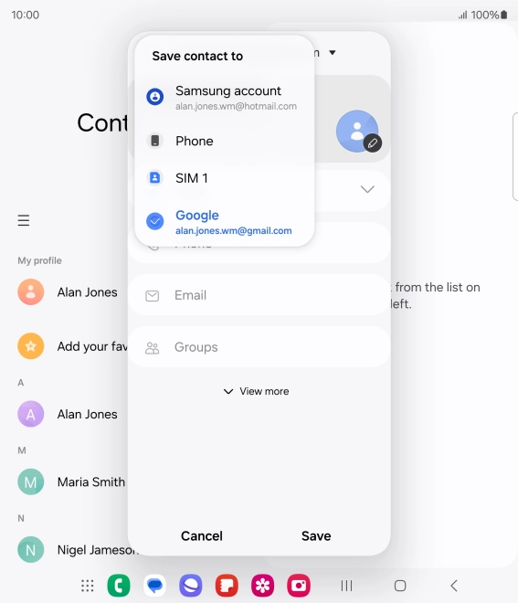 Press the required Google account.