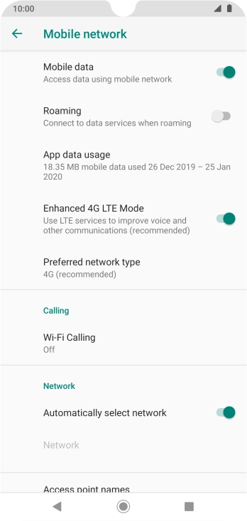 Press Preferred network type.