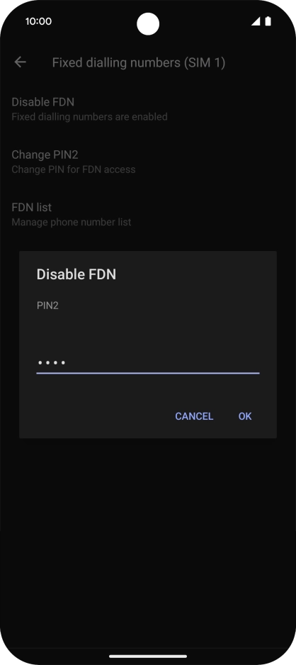 Key in your PIN2 and press OK. The default PIN2 is 0000.