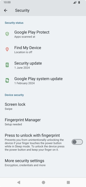Press More security settings.