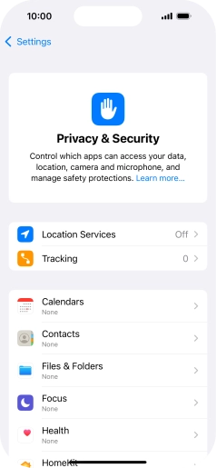 Press Location Services.