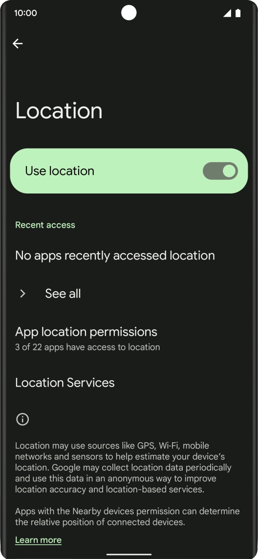 Press App location permissions.