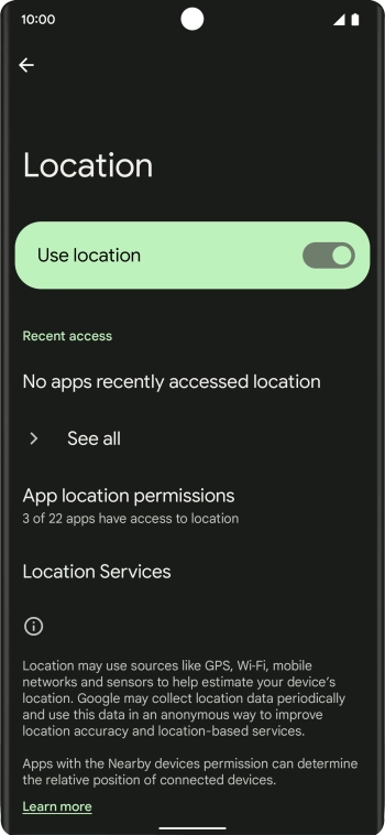 Press App location permissions.