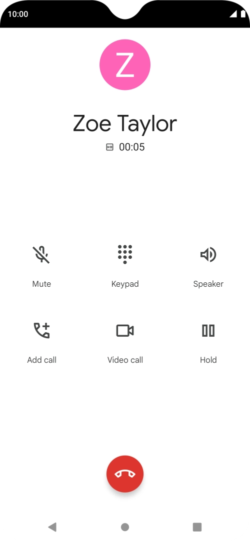 Press the end call icon.
