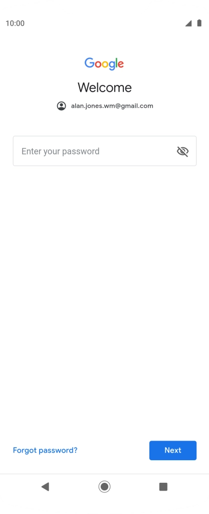 Press Enter your password and key in the password for your Google account.