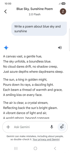 You can ask Gemini to generate a text based on your description.