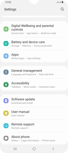 Press Battery and device care.