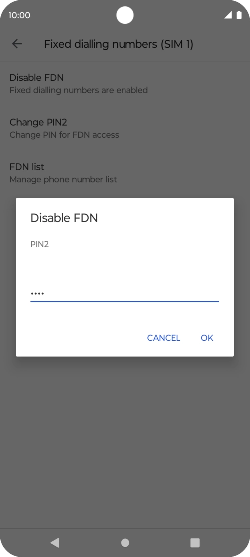 Key in your PIN2 and press OK. The default PIN2 is 0000.