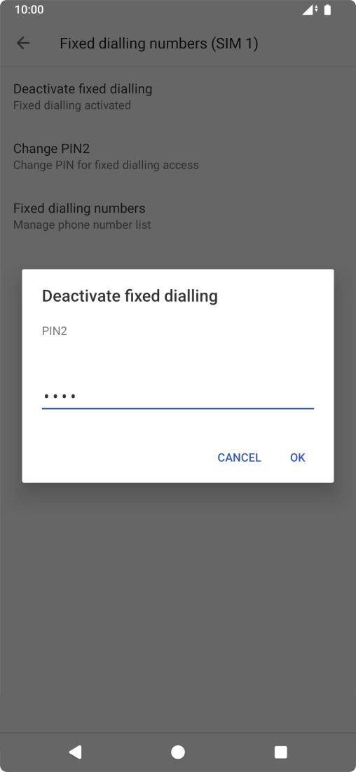 Key in your PIN2 and press OK. The default PIN2 is 0000.