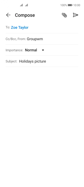 Press the text input field and write the text for your email.