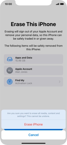 Press Erase iPhone.