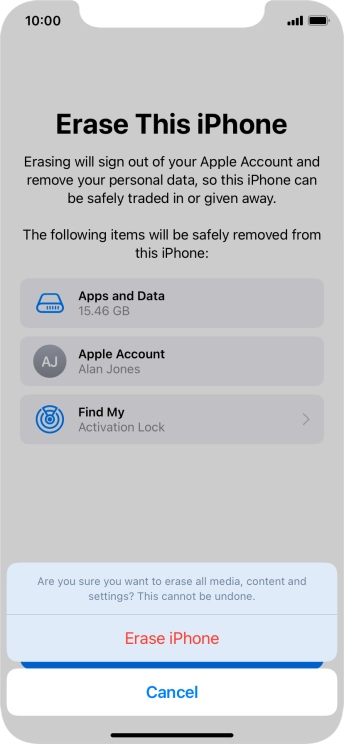 Press Erase iPhone.