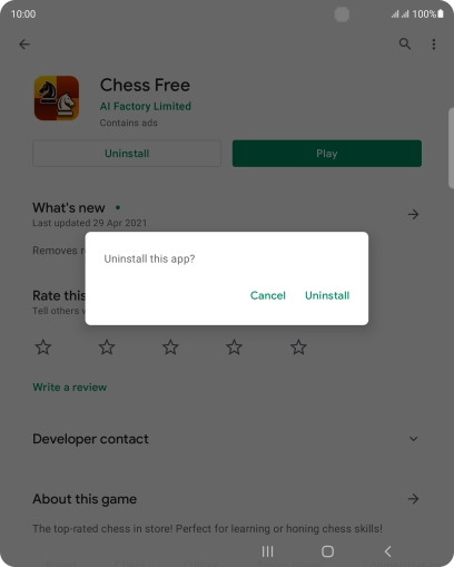 Press Uninstall.