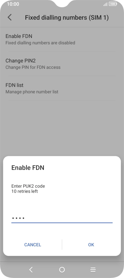 Key in your PIN2 and press OK. The default PIN2 is 0000.