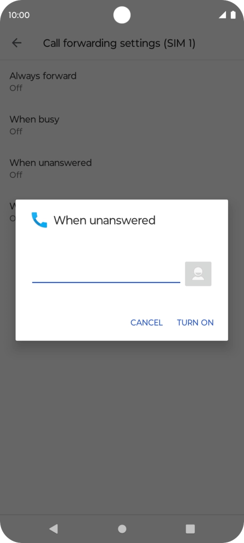Key in +447953222222 and press TURN ON.