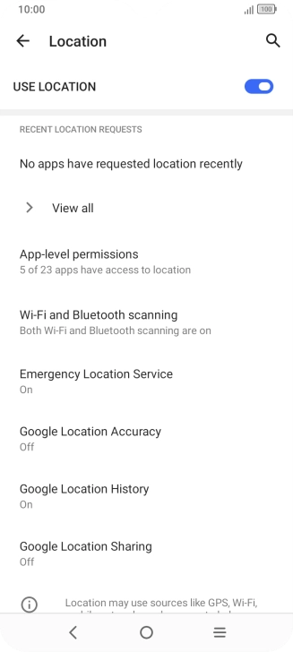 Press Google Location Accuracy.