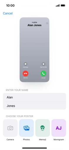 Press the required category and follow the instructions on the screen to select and save the required picture to your Contact Poster.