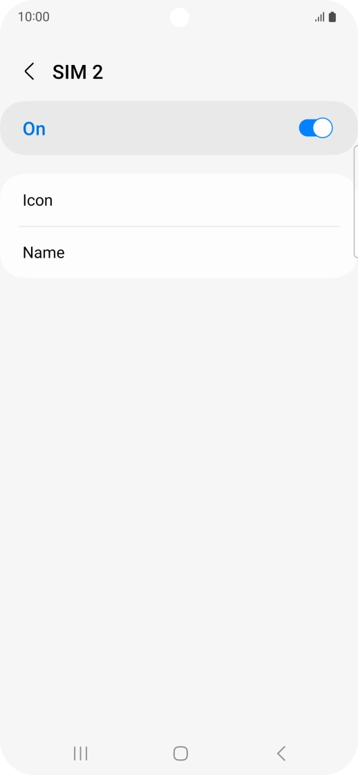 Press the indicator to turn use of the SIM on or off.