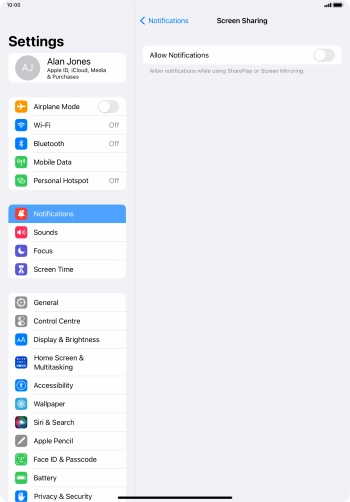 Press the indicator next to 
