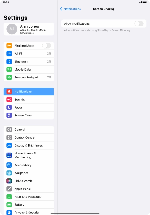 Press the indicator next to 
