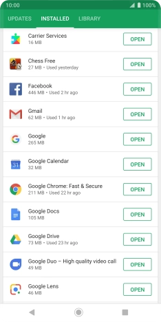 Press the required app.