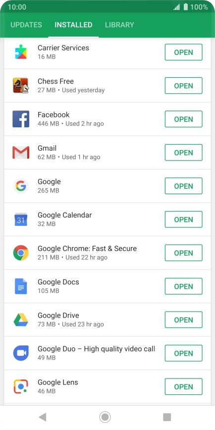 Press the required app.