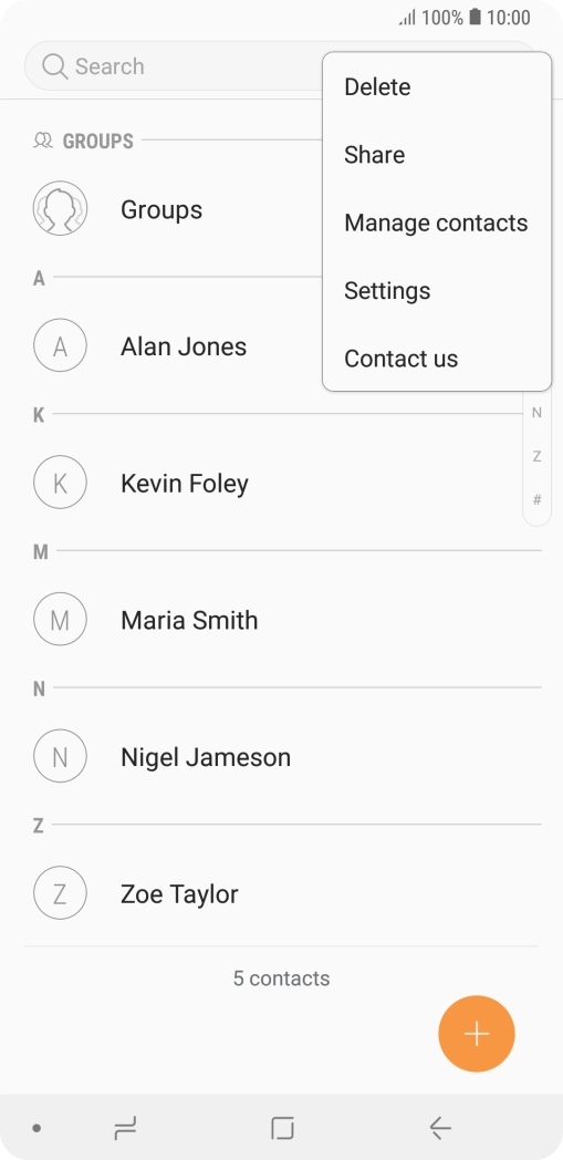 Press Manage contacts.