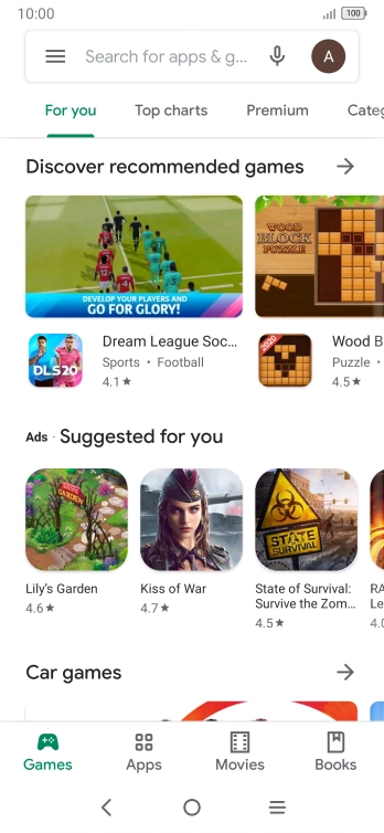 Press the search field.