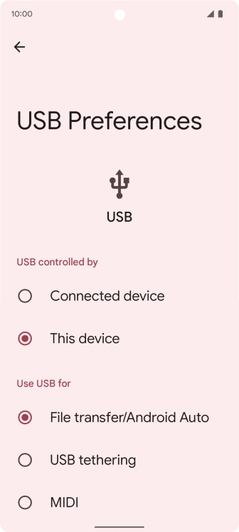 Press File transfer/Android Auto.