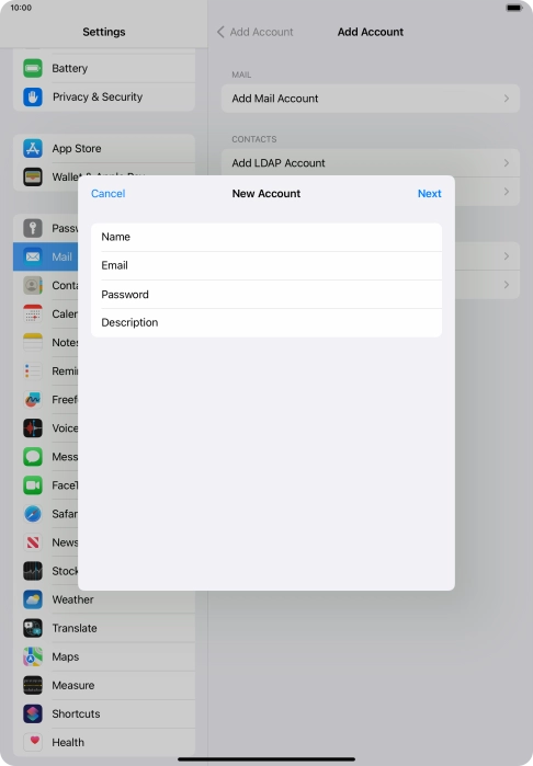 Press Description and key in the required name.